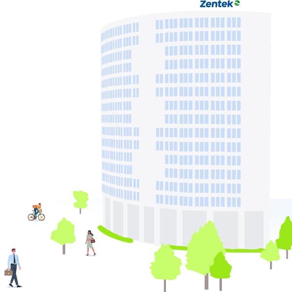 Grafische/ Illustrative Darstellung des Zentek Firmengebäudes